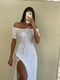 Біла сукня-міді з розрізом і ефектним бюстом | 6803995 | фото 2