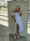 Біла сукня-міді з розрізом і ефектним бюстом | 6803995 | фото 3
