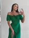 Зелена сукня-міді з розрізом і ефектним бюстом | 6803996 | фото 2