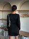 Чорна облягаюча міні-сукня з кулісами по бокам | 6803998 | фото 5