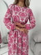 Рожева розкльошена сукня-міді з візерунком | 6804002 | фото 3