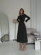 Чорна принтована сукня-міді А-силуету зі шнурівками по бокам | 6804015 | фото 2
