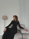 Чорна принтована сукня-міді А-силуету зі шнурівками по бокам | 6804015 | фото 3