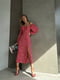 Червона розкльошена сукня-міді з квітковим принтом та розрізом | 6804020 | фото 4