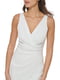 Платье белое с асимметричным низом и V-образным вырезом | 6804605 | фото 2