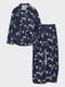 Піжама синя в квітковий принт: сорочка та штани | 6804658 | фото 2
