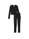 Пижама из вафельного трикотажа черная: лонгслив и леггинсы | 6805028 | фото 3