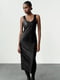 Черное платье-миди из экокожи облегающего прямого силуэта | 6729805 | фото 14
