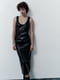 Черное платье-миди из экокожи облегающего прямого силуэта | 6729805 | фото 20