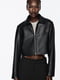 Укороченная куртка черная из искусственной кожи | 6775765
