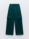 Хлопковые штаны прямого кроя зеленые | 6775807 | фото 5