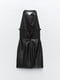 Короткое черное платье с воротником-хомутом и драпированным вырезом | 6804288 | фото 13