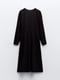 Платье миди черное с круглым вырезом и длинными рукавами | 6804363 | фото 8