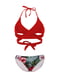 Раздельный красно-белый купальник с цветочным принтом | 6807659 | фото 2