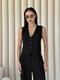 Чорний льняний костюм: укорочений жилет та штани-палаццо | 6807693 | фото 4