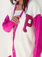 Подовжений рожево-білий кардиган на гудзиках з літерою “Р” | 6805145 | фото 4