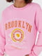 Трикотажний рожевий світшот на флісі з написом Brooklyn | 6805370 | фото 4