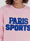 Теплий рожевий світшот на флісі з написом Paris Sports | 6805418 | фото 2