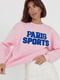 Теплий рожевий світшот на флісі з написом Paris Sports | 6805418 | фото 3