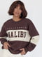 Теплий коричневий молодіжний світшот з написом Malibu | 6805470 | фото 2