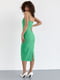 Сукня міді приталеного крою на бретелях зелена | 6805522 | фото 2