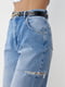 Сині джинси з декоративними розрізами на стегнах | 6805576 | фото 4