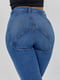 Сині джинси-кльош з круглою кокеткою позаду | 6805601 | фото 2
