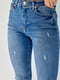 Сині завужені джинси з потертостями | 6805604 | фото 4