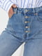 Блакитні джинси на ґудзиках із фігурною кокеткою | 6805625 | фото 4