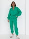 Зелений костюм на флісі: світшот на короткій блискавці та джогери | 6805752