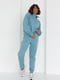 Бірюзовий костюм з начосом: світшот з блискавкою на комірі та джогери | 6805766 | фото 3