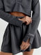 Трикотажний темно-сірий костюм: укорочений світшот та шорти | 6805828 | фото 3