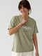 Бавовняна футболка кольору хакі з написом Pumpkin | 6806032 | фото 5
