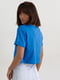 Укорочена синя футболка з написом Pasadena | 6806041 | фото 2