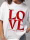 Біла бавовняна футболка з написом Love | 6806053 | фото 4