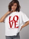 Біла бавовняна футболка з написом Love | 6806053 | фото 5