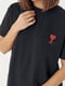 Чорна трикотажна футболка з лаконічною вишивкою | 6806093 | фото 4