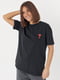 Чорна трикотажна футболка з лаконічною вишивкою | 6806093 | фото 7