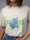 Сіра бавовняна футболка з яскравим принтом ведмедя | 6806100 | фото 4