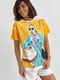 Жовта футболка з принтом “Дівчина з кавою” | 6806116 | фото 5