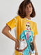 Жовта футболка з принтом “Дівчина з кавою” | 6806116 | фото 6
