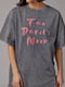 Темно-сіра футболка в техніці тай-дай з написом The devil's mood | 6806127 | фото 4