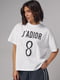 Біла бавовняна футболка з написом J'adior 8 | 6806131