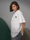 Бавовняна футболка молочного кольору з вишитим написом Ami Paris | 6806133 | фото 5