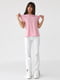 Однотонна рожева футболка з подовженим плечовим швом | 6806151 | фото 3