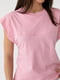 Однотонна рожева футболка з подовженим плечовим швом | 6806151 | фото 4