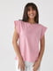 Однотонна рожева футболка з подовженим плечовим швом | 6806151 | фото 6