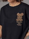 Укорочена чорна футболка з ведмедиком та написом Awesome and Funny | 6806178 | фото 4