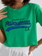 Укорочена зелена футболка з написом Pasadena | 6806184 | фото 4