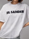 Біла трикотажна футболка з написом Jil Sander | 6806207 | фото 4